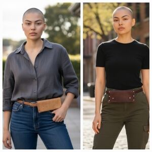 Lot 2 Genuine Natural Leather Belt Wallet Bag Waist Pocket Pouch Cellphone Bag